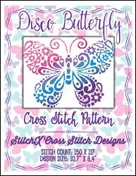 Disco Butterfly Cross Stitch Pattern / StitchX Craft Designs