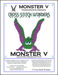 Monster Letter V / Cross Stitch Wonders