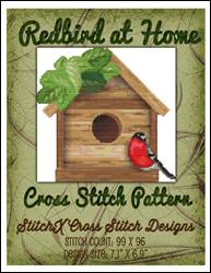 Redbird at Home Cross Stitch / StitchX Craft Designs