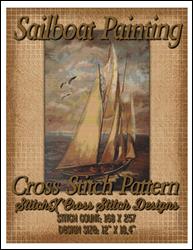 Sailboat Painting Cross Stitch Pattern / StitchX Craft Designs