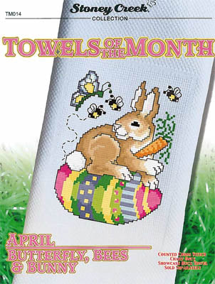 Towels Of The Month - April Butterfly, Bees, & Bunny (TM014) / Stoney Creek