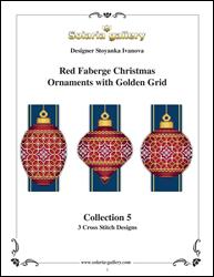 Red Faberge Christmas Ornaments Collection 5 (3 designs) / Solaria Gallery