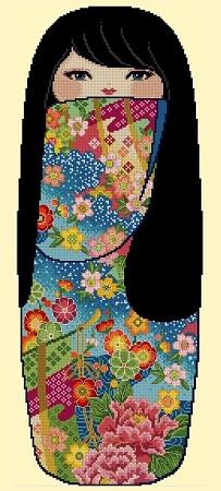 Pretty Kokeshi Doll 02 MARIKO / Cross Stitch Asia