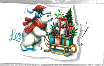 Christmas Bear And Gifts Magnet Les Petites Croix De Lucie / Les Petites Croix De Lucie