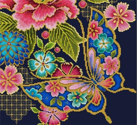 Gold and Blooming Colours / Cross Stitch Asia