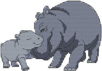 Momma N Me Hippo / Cross Stitch Wonders