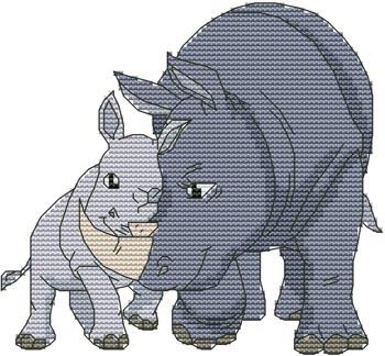 Momma N Me Rhino / Cross Stitch Wonders