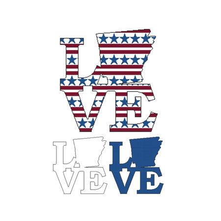 Patriotic State Love Map - Arkansas / Cross Stitch Wonders