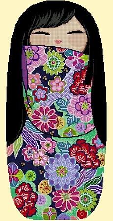 LRG K011 Happy Kokeshi Doll MAAYA / Cross Stitch Asia