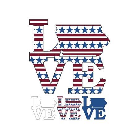 Patriotic State Love Map - Iowa / Cross Stitch Wonders