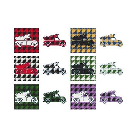 Fun With Plaid - Truck With Tree / Cross Stitch Wonders