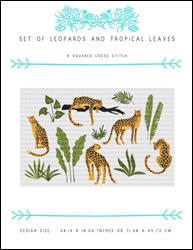 Set Of Leopards And Tropical Leaves / X Squared Cross Stitch