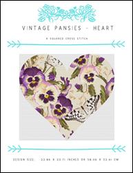 Vintage Pansies - Heart / X Squared Cross Stitch