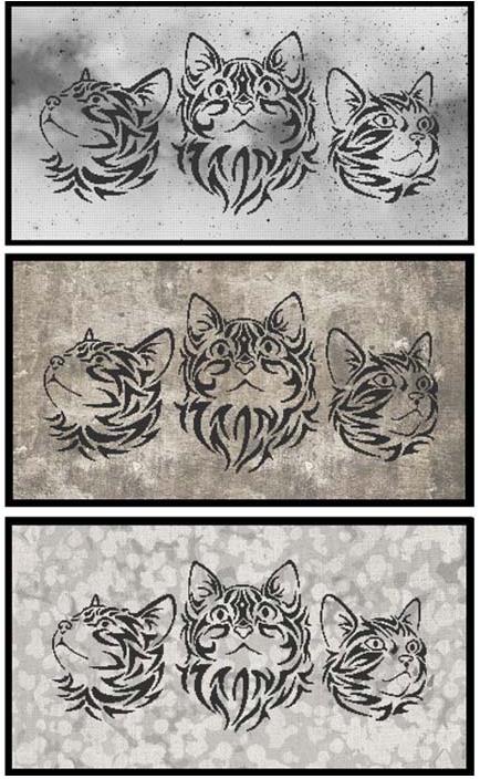 Tribal Cat Trio / Cross Stitch Wonders