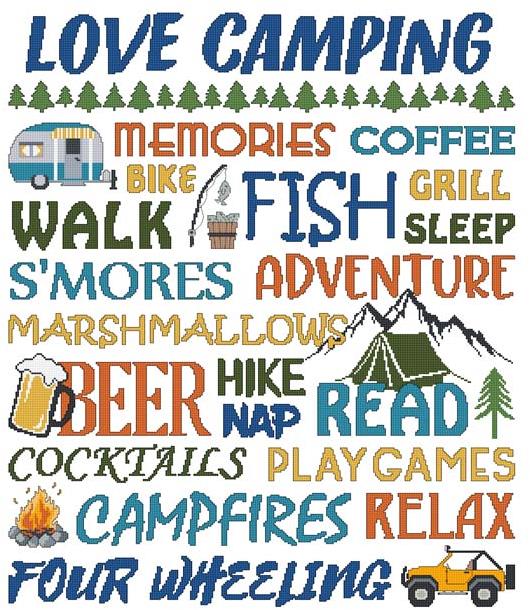 Love Camping - Colorful / Cross Stitch Wonders