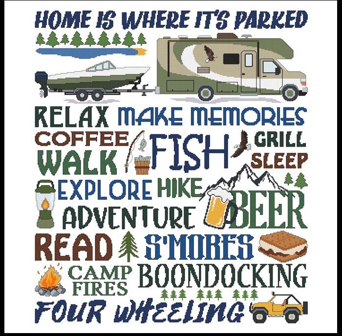 Home Is Where It's Parked - Class C RV / Cross Stitch Wonders