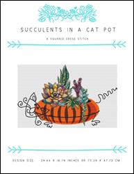 Succulents In A Cat Pot / X Squared Cross Stitch