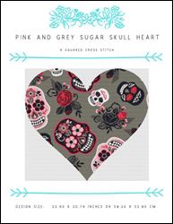 Pink and Grey Sugar Skull Heart / X Squared Cross Stitch