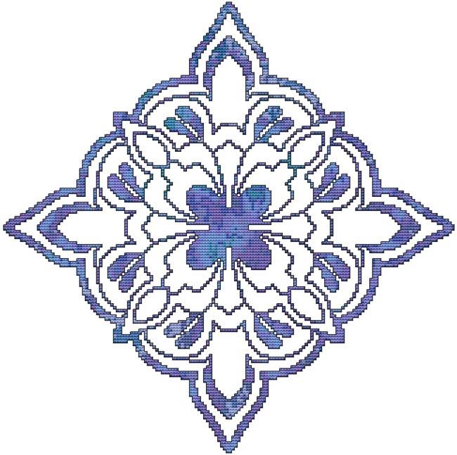 Blue Decorative Quilt Block 01 / Cross Stitch Wonders