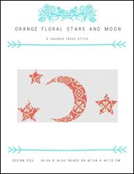 Orange Floral Stars And Moon / X Squared Cross Stitch