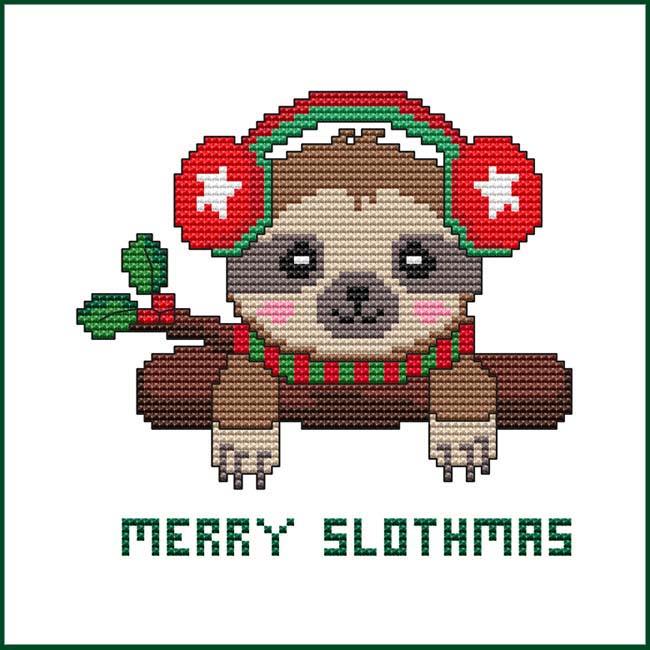 Merry Slothmas (Christmas) / Cross Stitch Wonders