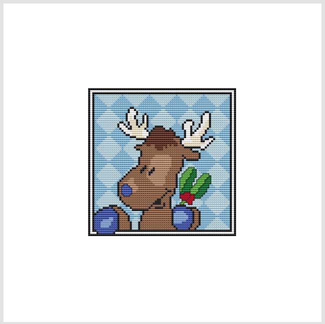 Country Christmas Coaster / Ornament - REINDEER / Cross Stitch Wonders