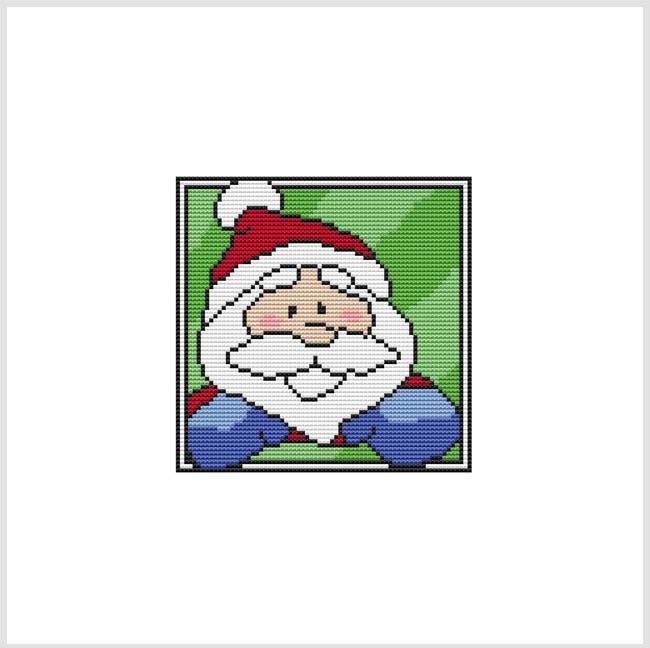 Country Christmas Coaster / Ornament - SANTA / Cross Stitch Wonders