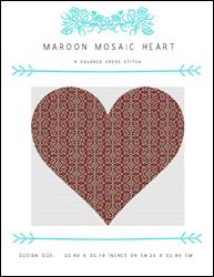 Maroon Mosaic Heart / X Squared Cross Stitch