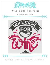 Will Cook for Wine / X Squared Cross Stitch