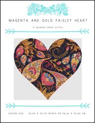 Magenta And Gold Paisley Heart / X Squared Cross Stitch