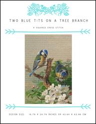 Two Blue Tits on a Tree Branch / X Squared Cross Stitch