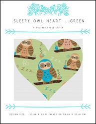 Sleepy Owl Heart - Green / X Squared Cross Stitch