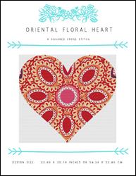 Oriental Floral Heart / X Squared Cross Stitch