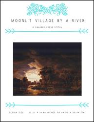 Moonlit Village by a River / X Squared Cross Stitch