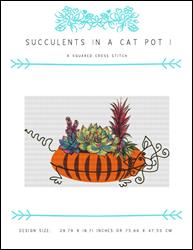 Succulents in a Cat Pot I / X Squared Cross Stitch