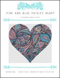 Pink and Blue Paisley Heart / X Squared Cross Stitch