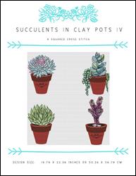 Succulents in Clay Pots IV / X Squared Cross Stitch