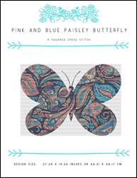 Pink and Blue Paisley Butterfly / X Squared Cross Stitch