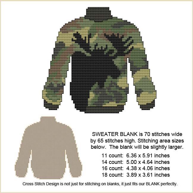 Blank Design - Camouflage Moose Sweater / Cross Stitch On Blanks