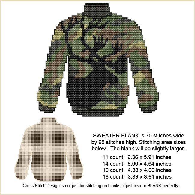 Blank Design - Camouflage Caribou Sweater / Cross Stitch On Blanks