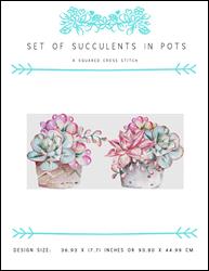 Set Of Succulents In Pots / X Squared Cross Stitch