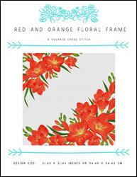 Red and Orange Floral Frame / X Squared Cross Stitch