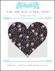 Pink and Blue Floral Heart / X Squared Cross Stitch