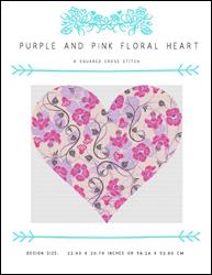 Purple and Pink Floral Heart / X Squared Cross Stitch