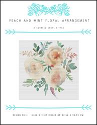 Peach and Mint Floral Arrangement / X Squared Cross Stitch