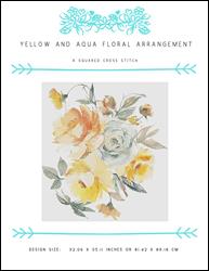 Yellow and Aqua Floral Arrangement / X Squared Cross Stitch