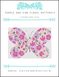 Purple and Pink Floral Butterfly / X Squared Cross Stitch