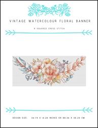 Vintage Watercolour Floral Banner / X Squared Cross Stitch