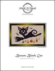 Broom Black Cat / Stitch N Needs