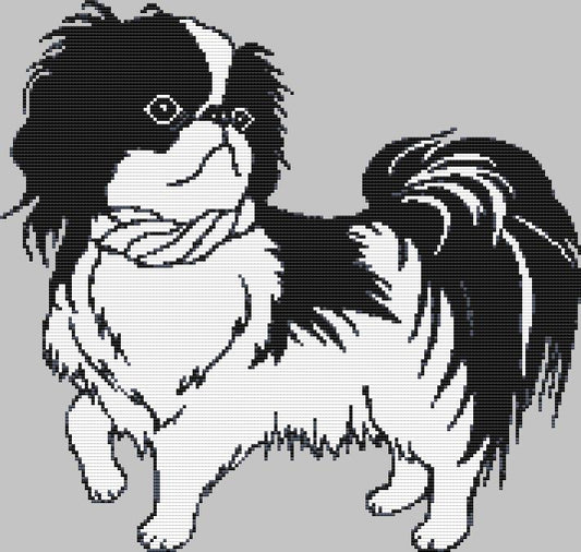 Japanese Chin - Cartoon (Black) / DogShoppe Designs